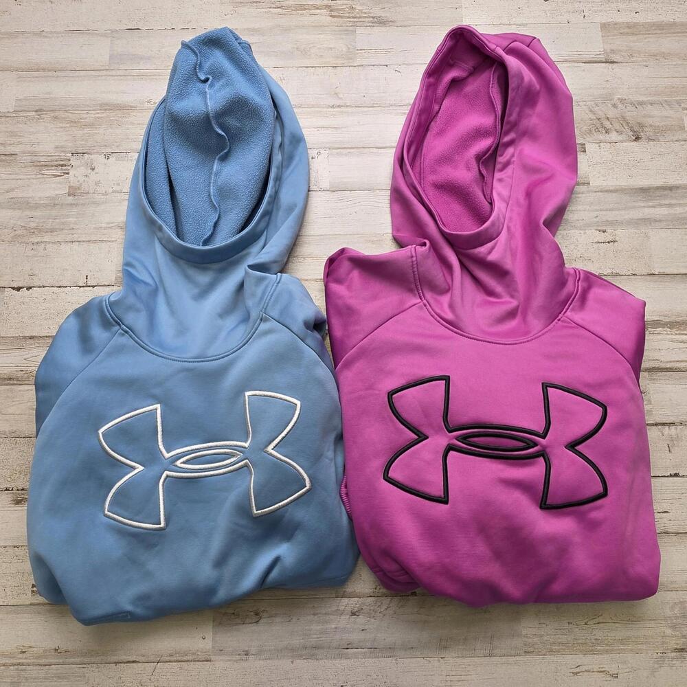 2 Under Armour Hoodie Sweatshirts Womens SM Fleece Pullover Gym Casual Athletic